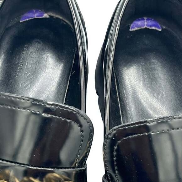 GUESS Womens 8.5 M Hillford Chunky Black Patent Leather Platform Loafer Lug Sole - Picture 13 of 16